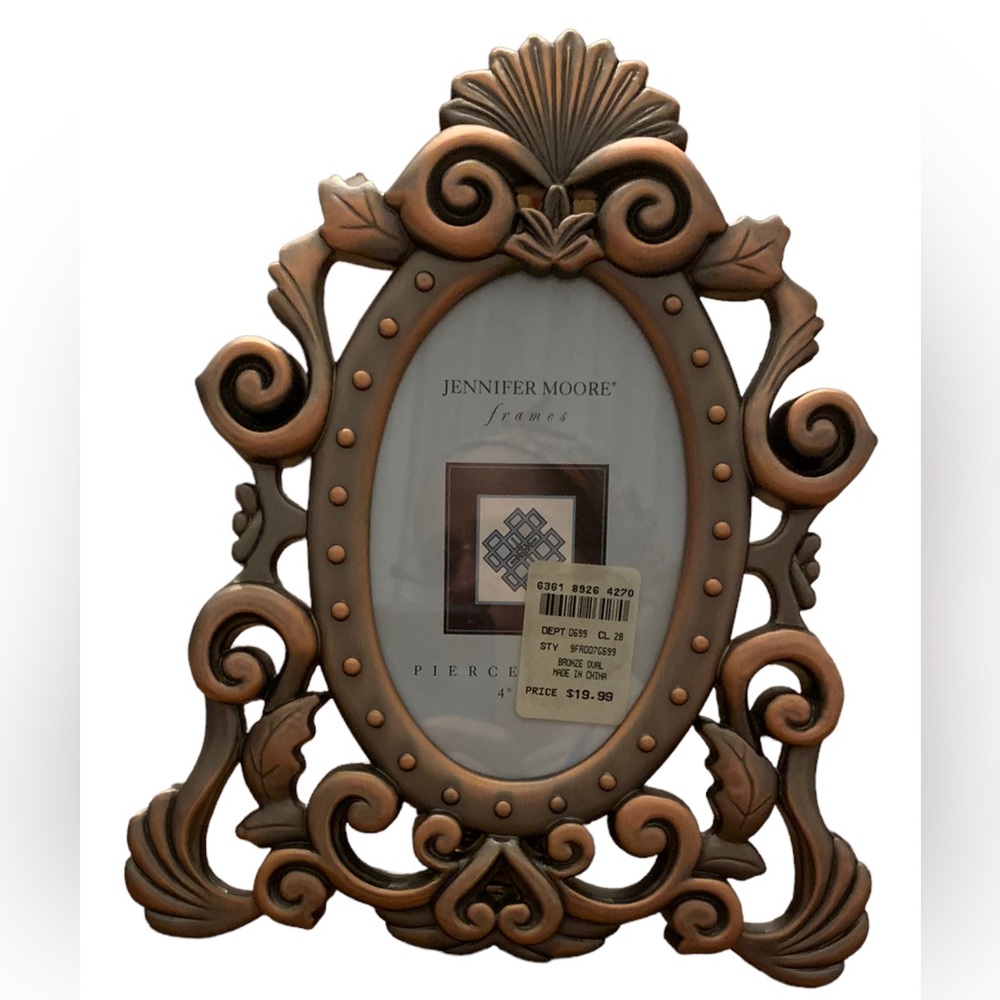 Pierced Iron Picture Frame Vintage Barogue Jennifer Moore Holds 4" x 6" NEW